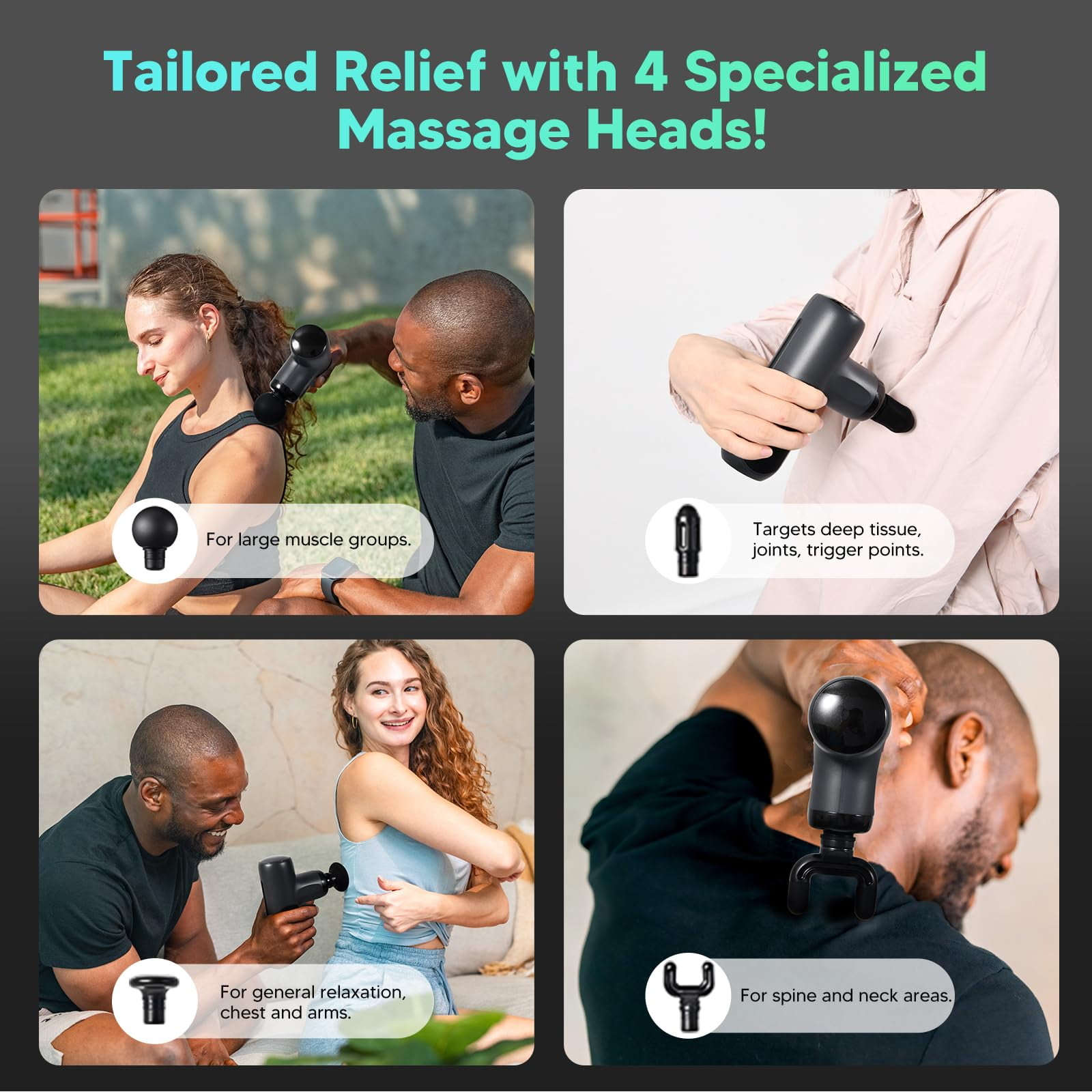 arboleaf Mini Massage Gun, Full-Metal Deep Tissue with 4 Heads – FSA-HSA Eligible,Percussion Muscle Massager for Back Pain,Game Day Recovery for Soccer Fans, Portable & Quiet