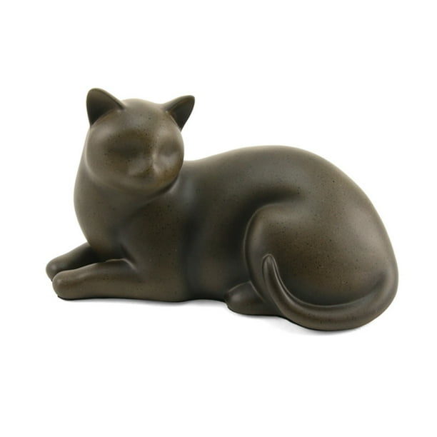 Polyresin Cremation Cat Urn Extra Small 25 Pounds Sable Brown Cozy