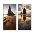 thumbnail image 2 of Designart "Time-Worn Rocks Sculpted by Sunset I" Beach & Ocean Framed Wall Art Set Of 2 - Coastal Brown Frame Gallery Set For Office Decor, 2 of 6