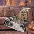thumbnail image 6 of Victorian Greenhouse Christmas Scene Snowy Conservatory Red Bows, Festive Holiday Scene, Warm Flannel Blanket for Living Room and Family Room, Art Lovers Christmas Gift, Festive Home Decor, 6 of 9