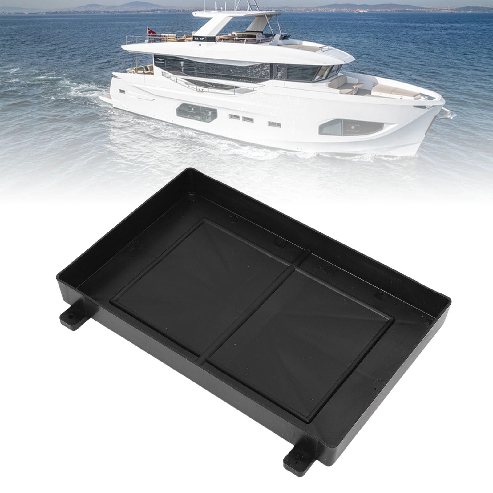Plateau De Batterie Marine 12V – Support ABS Avec Sangle De Maintien Pour Bateau, Caravane, Remorque (grand Modèle)