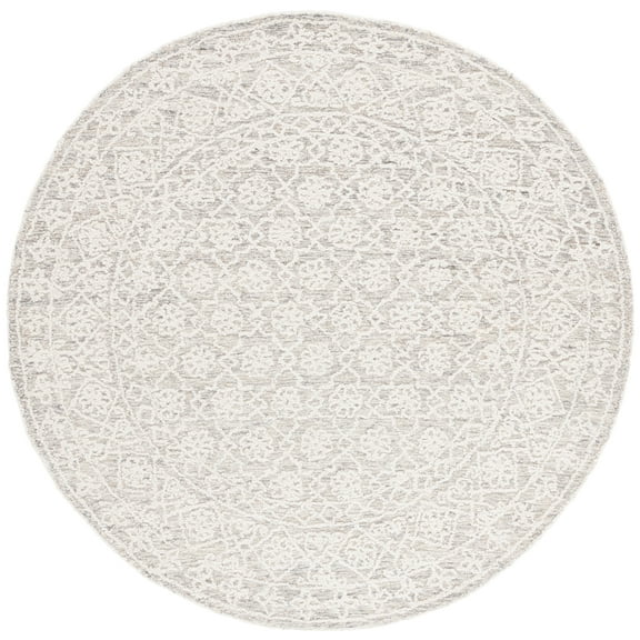 SAFAVIEH Ebony Adella Floral Area Rug, Grey/Ivory, 6' x 6' Round
