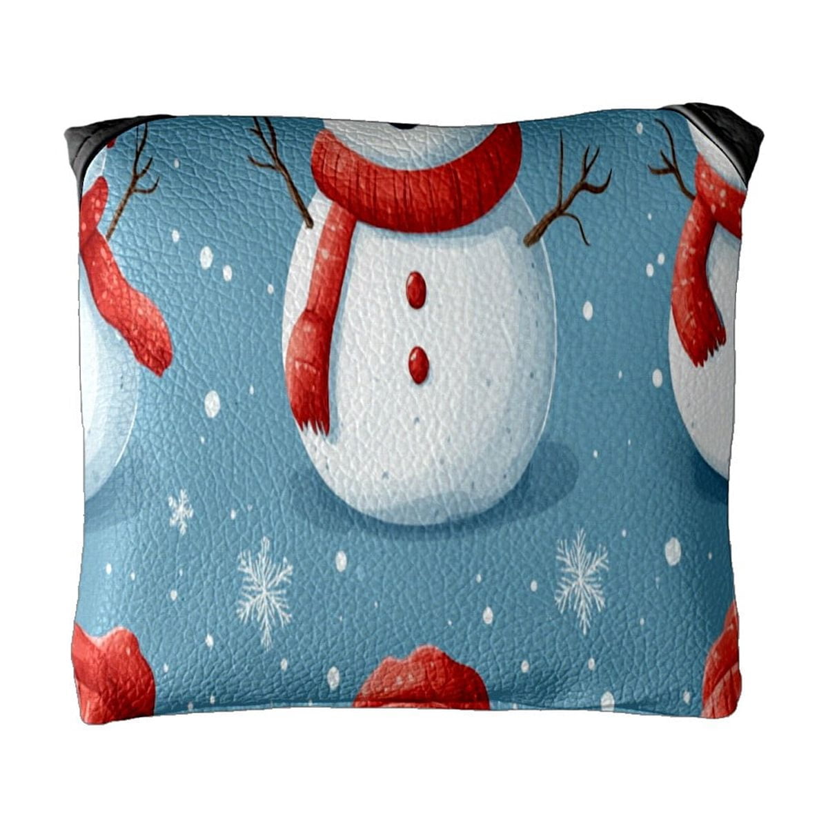 Golf Mallet Putter Cover Premium Leather Waterproof Golf Putter Head Cover with Magnetic Closure Christmas Snowman