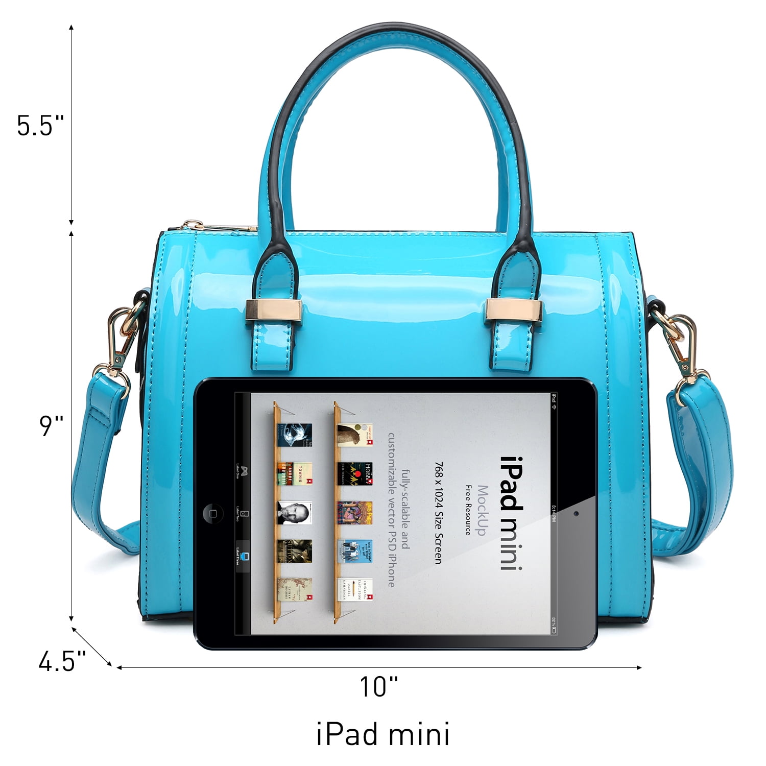 Shiny Patent Faux Leather Handbags Barrel Top Handle Purse Satchel Bag Shoulder Bag for Women