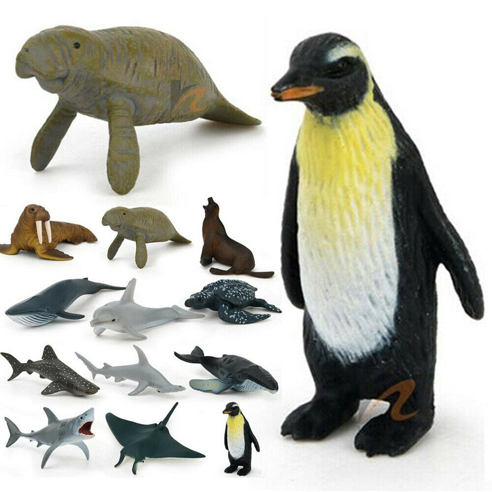 12Pcs Plastic Penguins Ocean Animal Model Figures Educational Toys Figure 