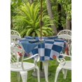 thumbnail image 2 of Outdoor Tablecloth with Umbrella Hole and Zipper, Blue Plaid Round Table Cloth 54 Inch Waterproof Tablecloth, Japanese Red Floral Flowers Buffalo Check Picnic Table Cover for Patio Camping, 2 of 7