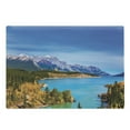 thumbnail image 1 of Landscape Cutting Board, Rocky Mountains Canada Crystal Clear Abraham Lake Picturesque Nature Views Scene, Decorative Tempered Glass Cutting and Serving Board, in 3 Sizes, by Ambesonne, 1 of 2