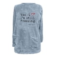 thumbnail image 4 of WREESH Womens Fashion Sweatshirt Fuzzy Fleece Crewneck Sweatshirt Print Pullover Plus Size Long Sleeve Tops Round- Neck And Winter Loose Pocket Warm Blouse Tops Blue, 4 of 4