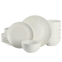 Gibson Elite Alemany 18 Piece Embossed Dinnerware Set - White
