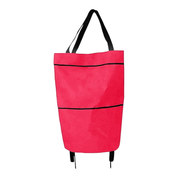 2-in-1 Portable Shopping Cart Grocery Trolley 23L Lightweight Folding with Wheels, Holds 12.5kg
