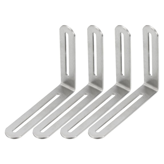 Uxcell 4 Pcs 4 18/25" Adjustable L-Shape Corner Brace with Slot Joint Right Angle Bracket, Silver