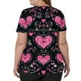 thumbnail image 3 of Valentine Day Scrubs for Women Short Sleeve Quick Dry V Neck Plus Size Scrubs Love Heart Print Medical Cute Scrub Tops with Pockets Black L, 3 of 5