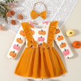thumbnail image 2 of Ruyang Baby Girls Halloween Pumpkin Romper Dress Headband Ruffle Long Sleeve First Birthday Outfit Cute Fancy Dress Winter Clothes, 2 of 9