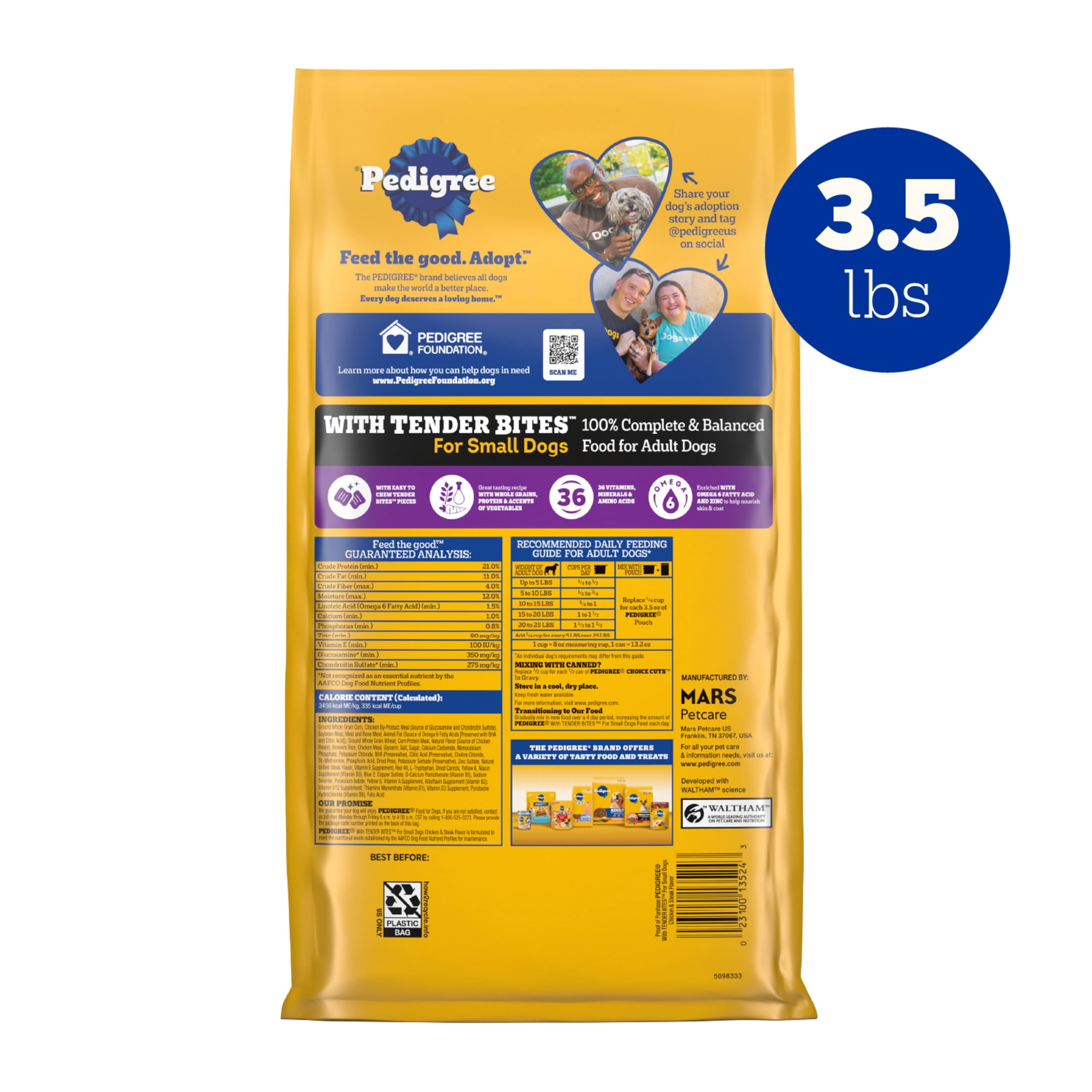 Pedigree Tender Bites Adult Dry Dog Food Chicken Steak Flavor 3.5 lb