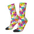 thumbnail image 1 of Colorful Flower Power Stockings Women Bright Hippy Style Socks Soft Trendy Socks Autumn Outdoor Anti Sweat Custom Socks Gift 4 One Size, 1 of 6