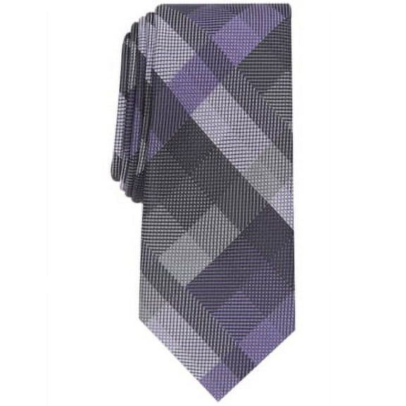 Alfani PURPLE Men's Ember Plaid Silk Blend Textured Slim Tie, O/S