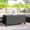 thumbnail image 2 of Outsunny Rattan Outdoor Coffee Table with Tempered Glass Top, Dark Grey, 2 of 10