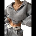 thumbnail image 2 of Suéteres de Larga para Mujer, Suéter Ajustado y Elástico de Gran Tamaño, Jersey de Punto Acanalado de Color Liso. Gris M, 2 of 8