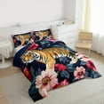 thumbnail image 3 of Feelyou Wildlife Tiger Queen Comforter Set for Kid, Vintage Groovy Flower Bedding Sets, Jungle Animal Reversible Bedding Comforter Set, Ultra Soft Home Decor, 3pcs, 3 of 8