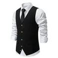 thumbnail image 2 of IROINNID Mens Suit Vest Formal Single Breasted Sleeveless Classic Waistcoat Button Dress Suit Vest,Black, 2 of 7