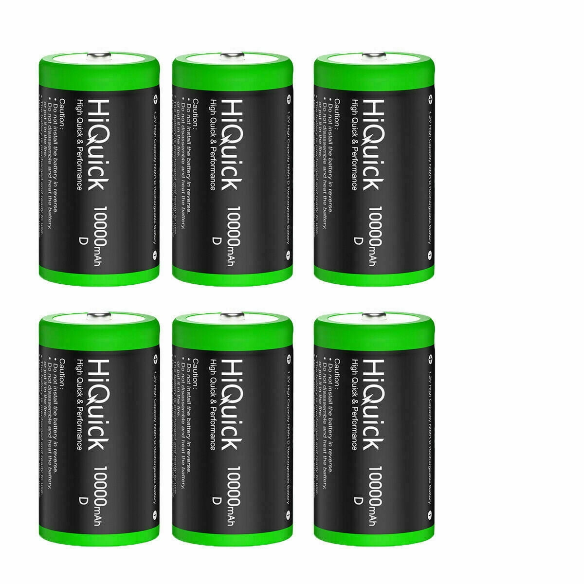 HiQuick D Rechargeable Batteries, 10000mAh 1.2V NiMH PerCharged D Cell