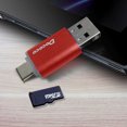 thumbnail image 4 of Instatek Dococo USB-C Type-C Portable Card Reader with Dual Ports Super Speed USB 3.1 Reader Adapter for Micro SD Cards Supports Up to 2TB | K03A (Red), 4 of 5