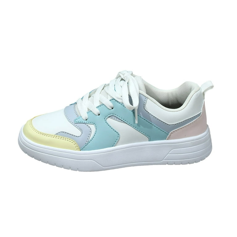 Sneakers for Women Women Transpirable Moda De Ocio Ligero Par De Colores Tendencia Coreana Shoes Womens Tennis Shoes Walking Shoes Women Arch Support Light Blue 39 Walmart