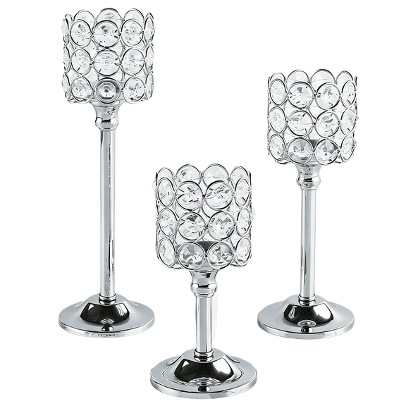 3 Pcs Gold Crystal Beaded Votive Candle Holders Set, European Metal Candle Holders, Elegant for Wedding, Table Centerpiece, Versatile Home Decoration for Parties, Banquets