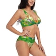 thumbnail image 2 of Wukai African Animals in the Jungle Women's Bikini Set Two Piece,wimsuit High Waisted V Neck Twist Front Adjustable Spaghetti Straps Bathing Suit-Medium, 2 of 7