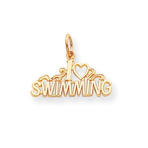 10k Yellow Gold Swimming Charm Pendant by Jewelrypot