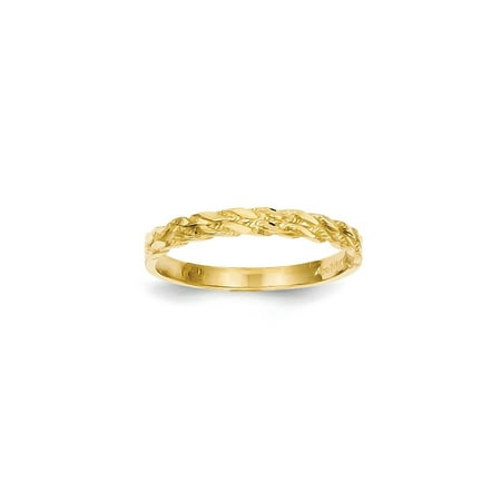 Gemstone Rope Ring - Solid 14k Yellow Gold Diamond-Cut Rope Ring (3mm) - Size 4
