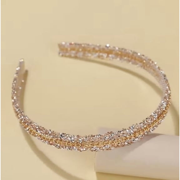 Elegant Golden Rhinestone Headband for Weddings, Birthdays, and Special Occasions - Glamorous Hair Accessory