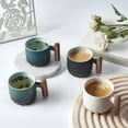 thumbnail image 2 of ACDANC 2026 New Ceramic Espresso Cups with Wooden Handle Espresso Shot Cups for Coffee Or Tea for Home,Café,Office,3Oz (Green,2), 2 of 3
