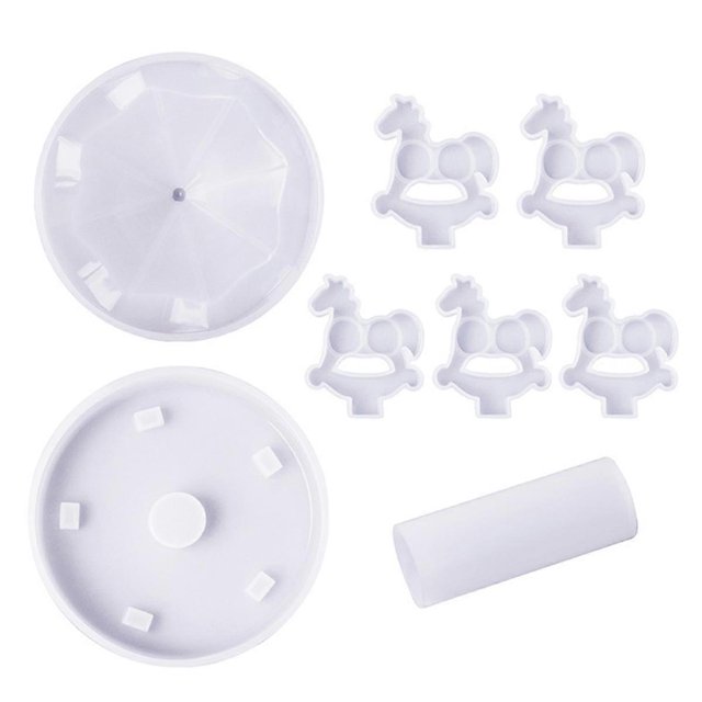 Crystal Glue Mold Carousel Silicone Mold Mirror Ornaments, Table Decorations, Pendant Mold