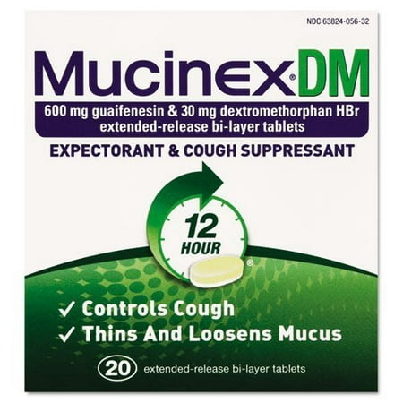 Mucinex DM 12-Hour Expectorant and Cough Suppressant Tablets, 20