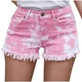 thumbnail image 2 of Finelylove Women'S Jean Shorts Sweatshorts Women Jean High Waist Rise Printed Hot Pink XL, 2 of 9