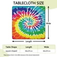 thumbnail image 2 of Colorful Tie Dye Pattern Square Fitted Tablecloth with Elastic Edge,Square Table Cover,Washable Elastic Table Cover for Home Kitchen Party Decor 36"x36", 2 of 6