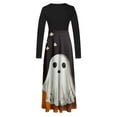 thumbnail image 4 of Halloween Maxi Dress for Women, Ghost Pumpkin Print Long Sleeve A-line Dress, Spooky Fall Party Costume Dress, 4 of 4