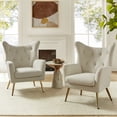 thumbnail image 2 of Velvet Accent Chairs Set of 2 Wingback Lounge Armchairs Sofa Upholstered Tufted Golden Leg Home Bedroom Tan, 2 of 7