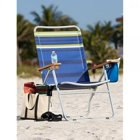 Extra Wide Mesh Folding Beach Chair Blue Stripe Extra Wide Mesh Folding Beach Chair Blue Stripe