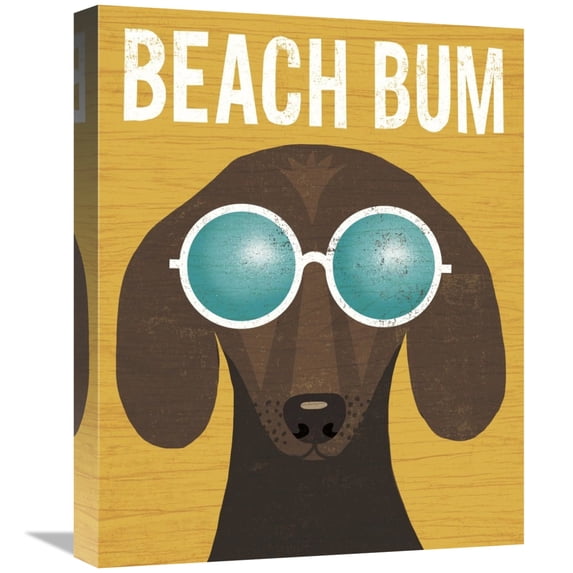 Global Gallery's 'Beach Bums Dachshund I Bum' By Michael Mullan Stretched Canvas Wall Art