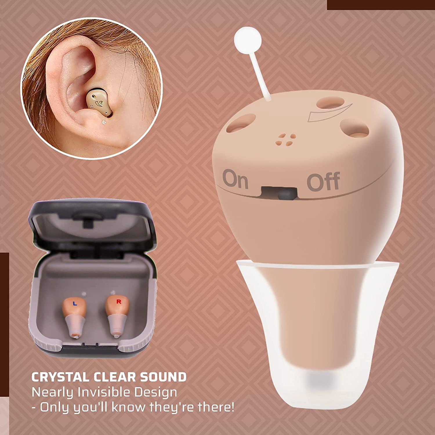 MEDca Rechargeable Hearing Amplifier to Aid, Completely-in-Canal (CIC) - Beige