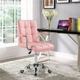 thumbnail image 4 of Yaheetech Modern Height Adjustable PU Leather Office Chair, Pink, 4 of 8