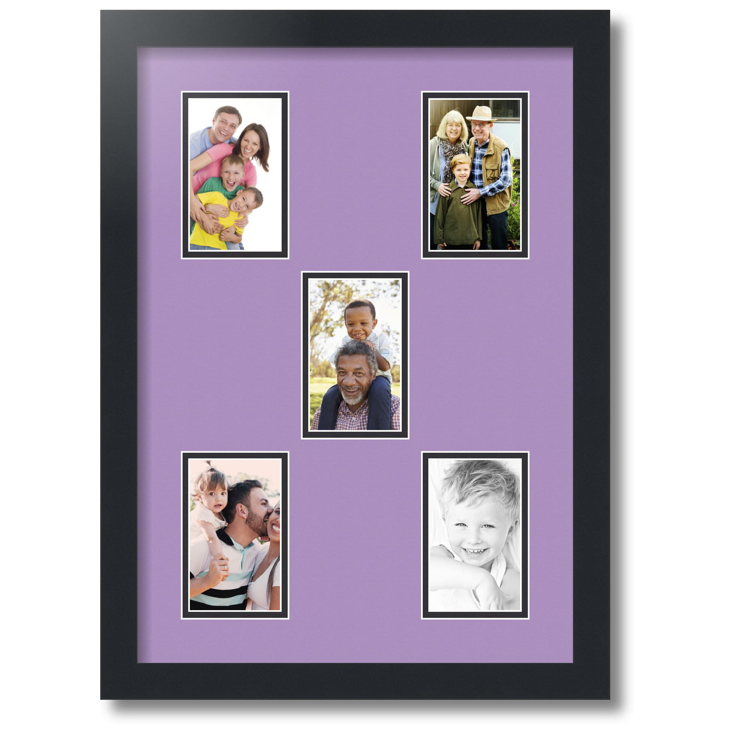 3 3x5" Openings in Satin Black 22 ArtToFrames Collage Mat Picture Photo Frame 