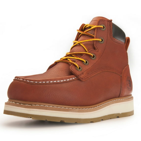 ROCKROOSTER Walker 6 inch Work Boots for Men Wedge Sole, Arch Support Anti-Fatigue Shoes, Water Resistant Leather Boots AP360-6