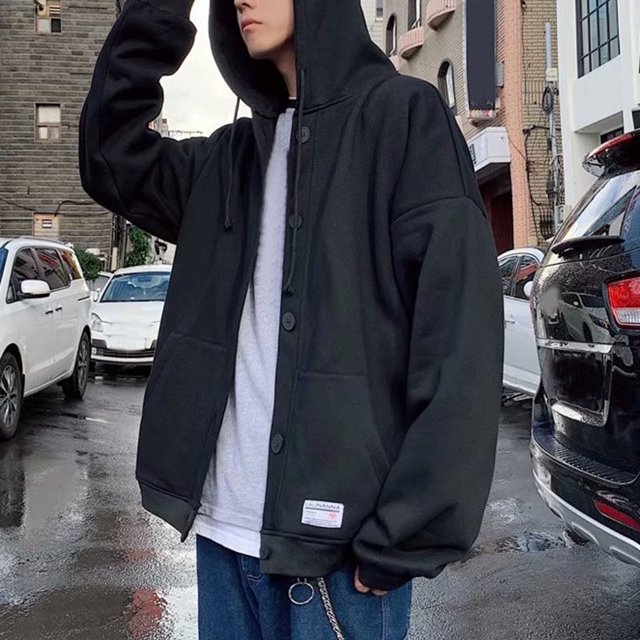 Cardigan Ample en Peluche à Capuche pour Hommes