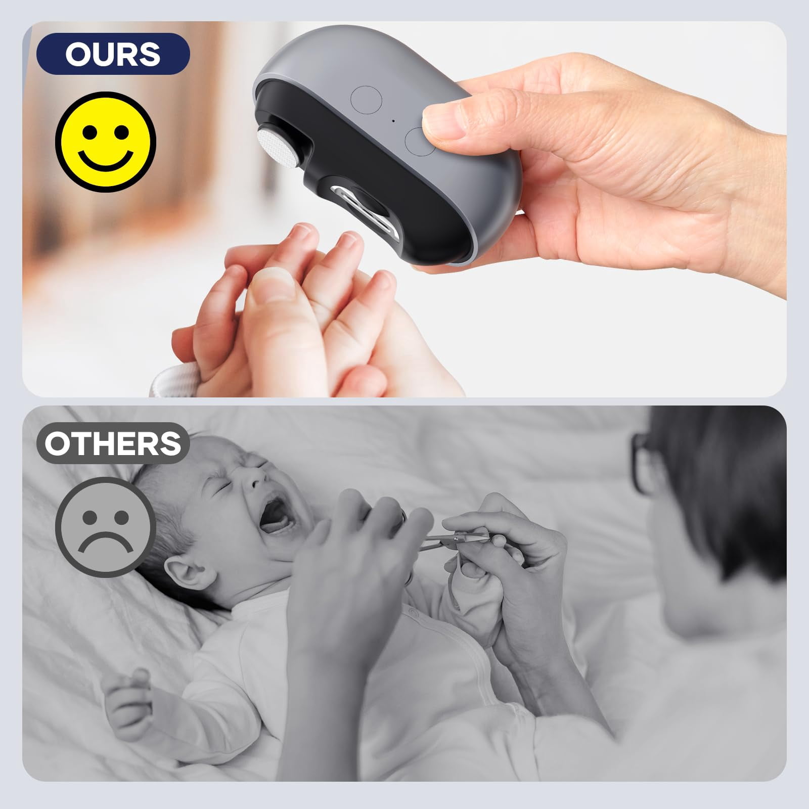 Xl-Kang Electric Nail Clipper for Babies, Adults and Seniors, Baby Nail Clippers with Light and Built-in Nail Storage, Safe Baby Nail File and Electric Baby Nail Trimmer（grey）
