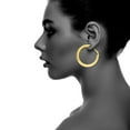 thumbnail image 4 of X & O Women's 14K Yellow Gold Plated Polished 9mm X 40 mm Hoop Earrings, 4 of 7