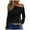 Black, variant on LEAVINGSUO Winter Clothes Woman Women's Fashion Casual One Shoulder Drop Shoulder Long Sleeve Pullover Long Sleeve Top