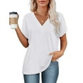 thumbnail image 3 of Ronuti Womens Summer Tops Short Rolled Sleeve Shirts 2026 Fashion V Neck Clothes, 3 of 8